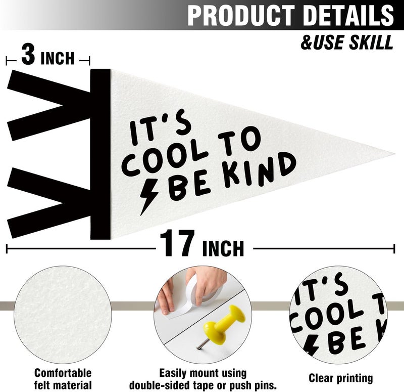 JXREQ It's Cool to Be Kind Pennants Banners Flags for Kids Boys Room Decor, Minimalist Kids Canvas Wall Art Decor for Toddler Room Nursery Playroom, 8x17 Inch - Image 2